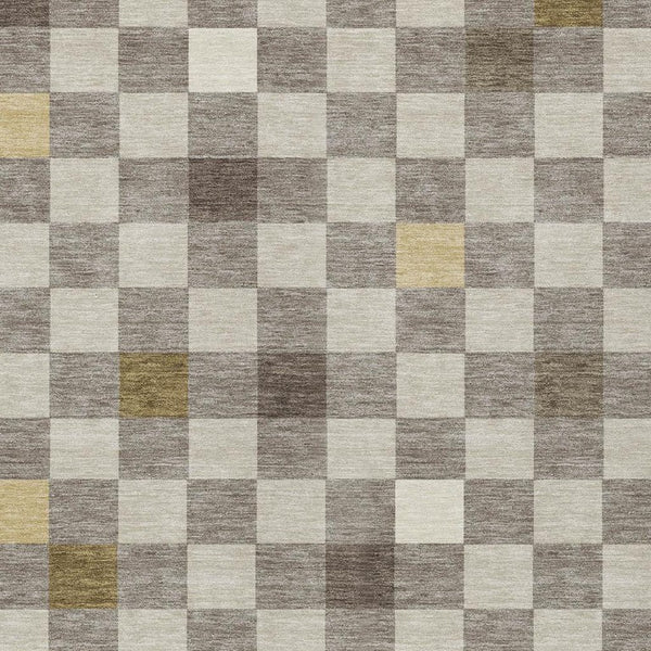 5x8 Taupe Teal Geometric Polyester Area Rug Washable for Patio Porch or Living Room
