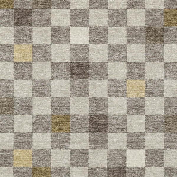 5x8 Taupe Teal Geometric Polyester Area Rug Washable for Patio Porch or Living Room