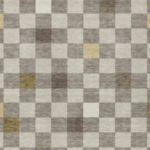 8 Ft X 10 Ft Taupe Teal Geometric Polyester Indoor Outdoor Washable Area Rug