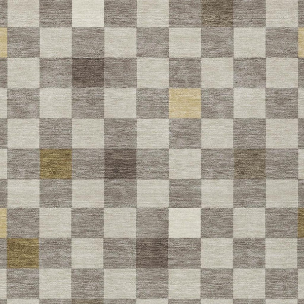 8 Ft X 10 Ft Taupe Teal Geometric Polyester Indoor Outdoor Washable Area Rug