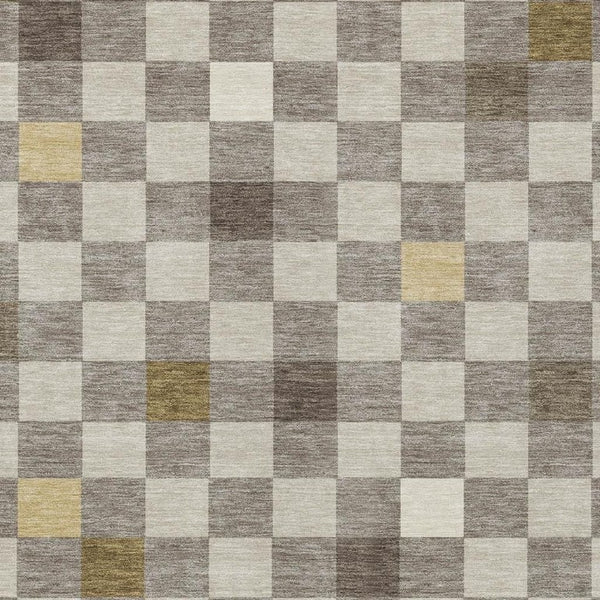 8 Ft X 10 Ft Taupe Teal Geometric Polyester Indoor Outdoor Washable Area Rug