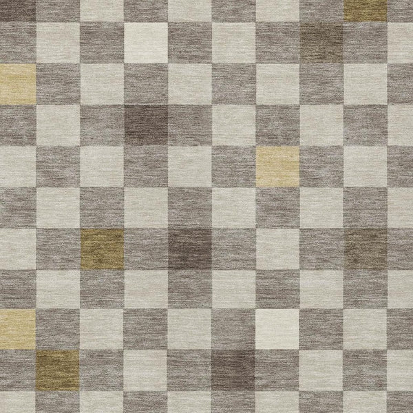 9 Ft Taupe Teal Geometric Polyester Area Rug Stain Resistant for Patio or Living Room
