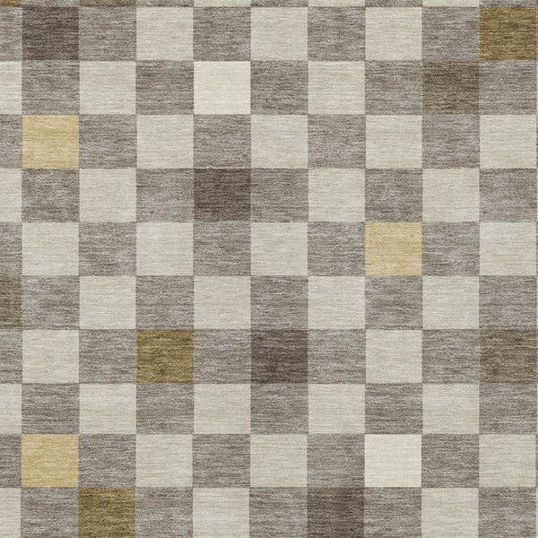 9 Ft Taupe Teal Geometric Polyester Area Rug Stain Resistant for Patio or Living Room