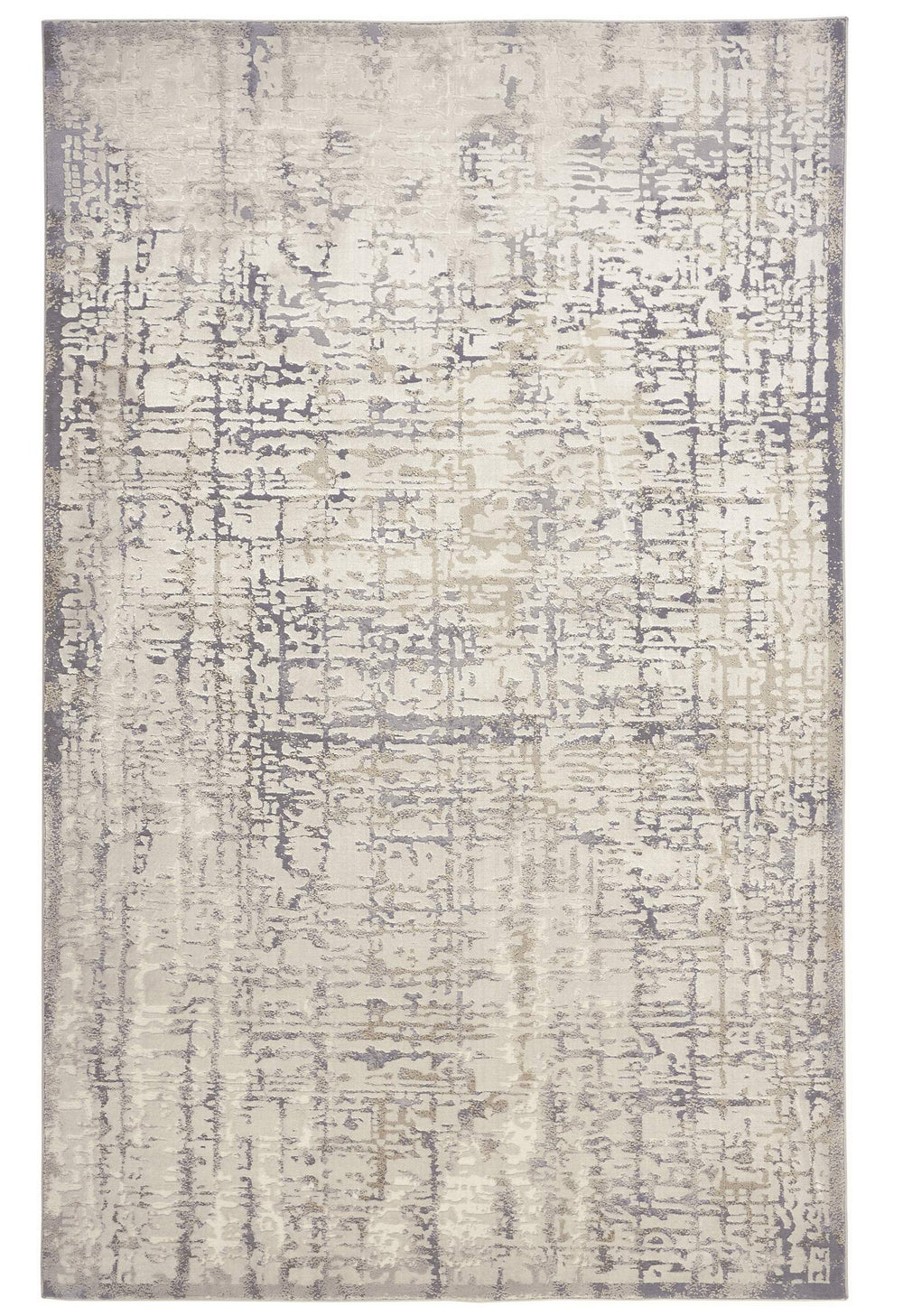Feizy Rugs Waldor Abstract Area Rug Turkish High-Low Pile Ivory Gold Gray Living Room 7353683FBGE000F00