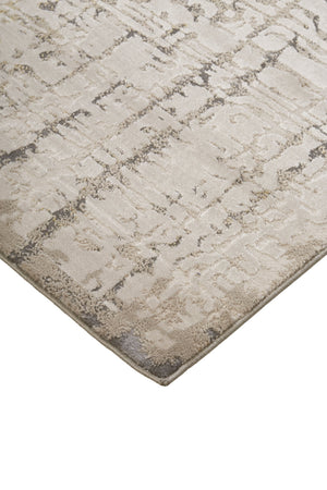 Feizy Rugs Waldor Abstract Area Rug Turkish High-Low Pile Ivory Gold Gray Living Room 7353683FBGE000F00