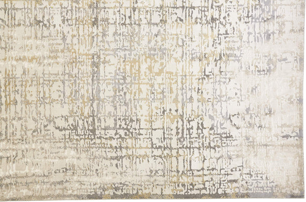 Feizy Rugs Waldor Abstract Area Rug Turkish High-Low Pile Ivory Gold Gray Living Room 7353683FBGE000F00