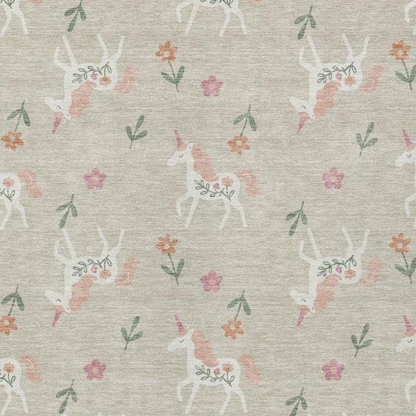 10 X 14 Floral Beige Gray Polyester Area Rug Washable for Patio Porch or Living Room