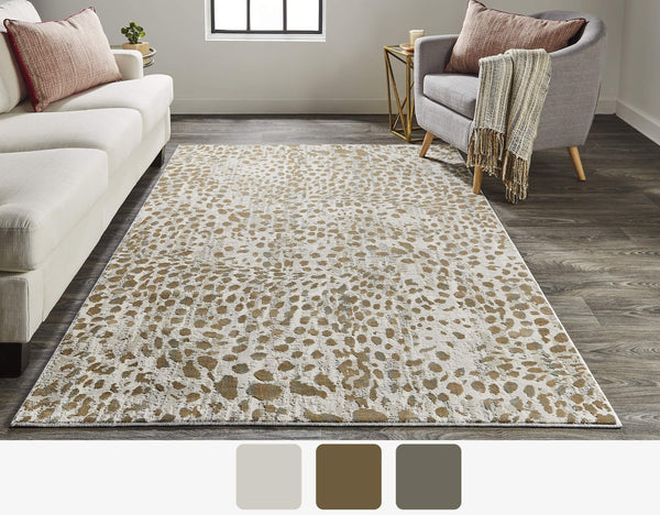 Feizy Rugs Waldor Animal Print Area Rug High-Low Pile Texture Warm Neutral Tones Living Room 7353837FBGE000F00