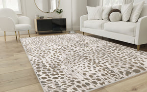 Feizy Rugs Waldor Animal Print Area Rug High-Low Pile Texture Warm Neutral Tones Living Room 7353837FBGE000F00