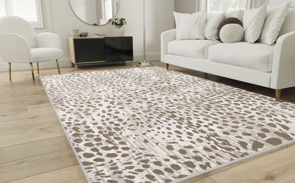 Feizy Rugs Waldor Animal Print Area Rug High-Low Pile Texture Warm Neutral Tones Living Room 7353837FBGE000F00