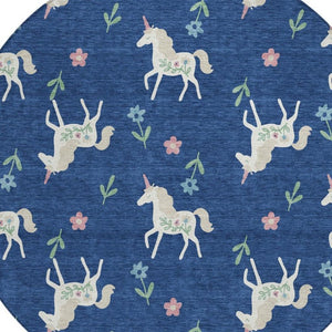 8 Foot Round Floral Polyester Rug Stain Resistant for Indoor Outdoor Spaces
