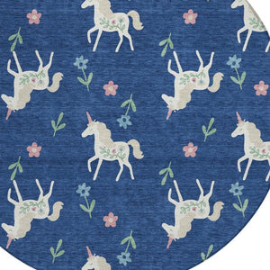8 Foot Round Floral Polyester Rug Stain Resistant for Indoor Outdoor Spaces
