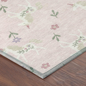 8 Foot Round Floral Polyester Area Rug for Patio Porch Family Room or Mudroom