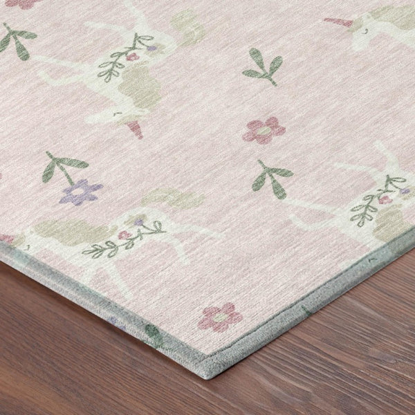 8 Foot Round Floral Polyester Area Rug for Patio Porch Family Room or Mudroom