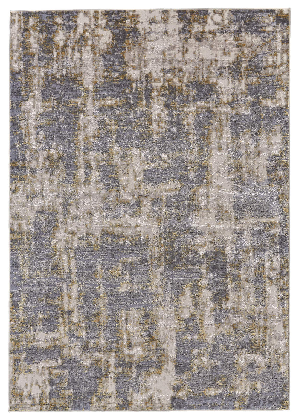 Feizy Rugs Waldor Abstract Area Rug Turkish Woven High Low Pile Gold Ivory Gray Living Room 7353969FGLDSTEF00