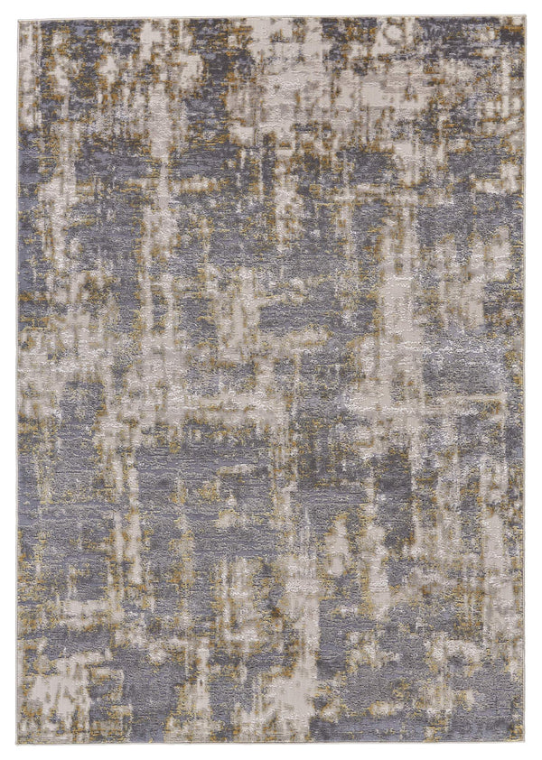 Feizy Rugs Waldor Abstract Area Rug Turkish Woven High Low Pile Gold Ivory Gray Living Room 7353969FGLDSTEF00
