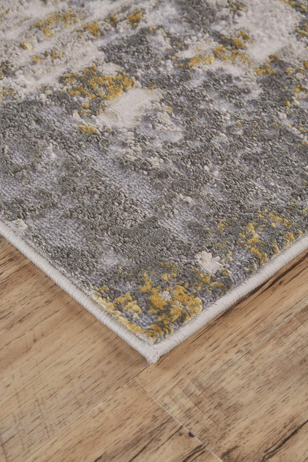 Feizy Rugs Waldor Abstract Area Rug Turkish Woven High Low Pile Gold Ivory Gray Living Room 7353969FGLDSTEF00