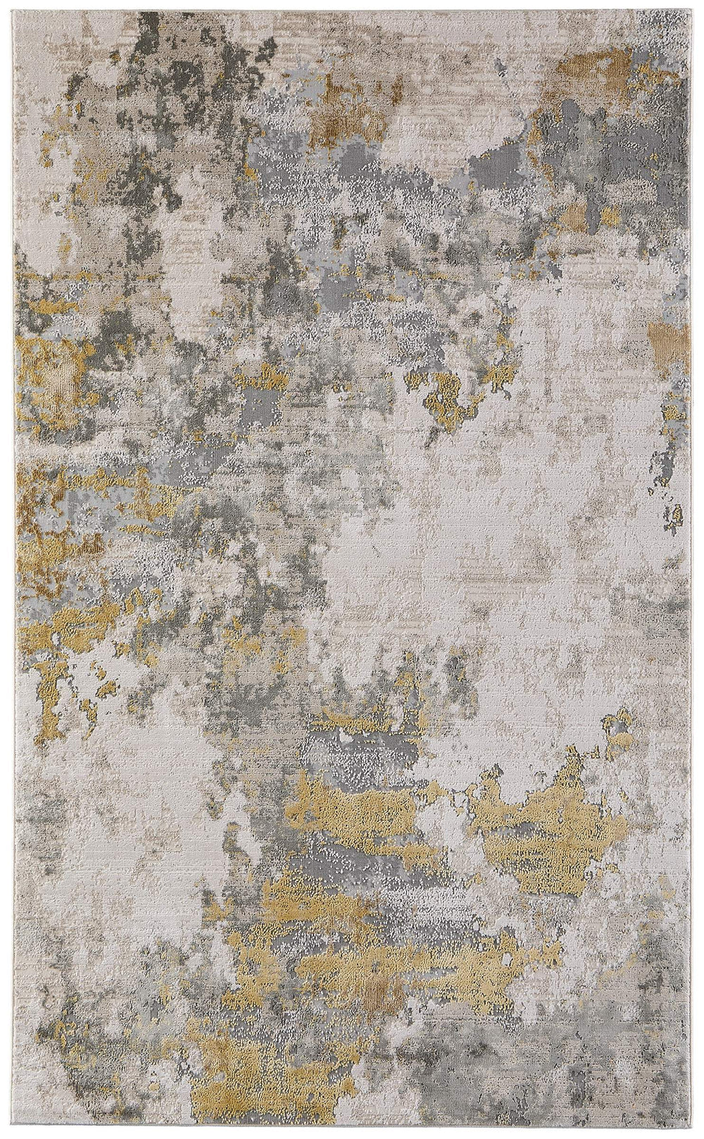 Feizy Rugs Waldor Abstract High-Low Pile Area Rug Turkish Woven Ivory Gold Gray Living Room 7353970FGLDBIRF00