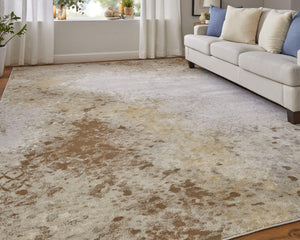 Feizy Rugs Waldor Watercolor Abstract Area Rug Turkish High-Low Pile Warm Neutral Living Room 73539NCFIVYGLDF00