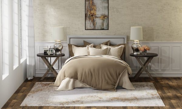 Feizy Rugs Waldor Watercolor Abstract Area Rug Turkish High-Low Pile Warm Neutral Living Room 73539NCFIVYGLDF00