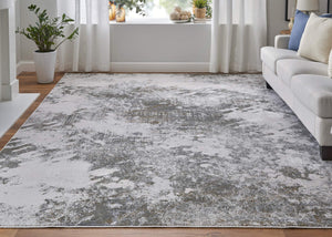 Feizy Rugs Waldor Abstract High-Low Pile Area Rug Turkish Woven Neutral Tones for Living Rooms 73539NDFIVYGRYF00