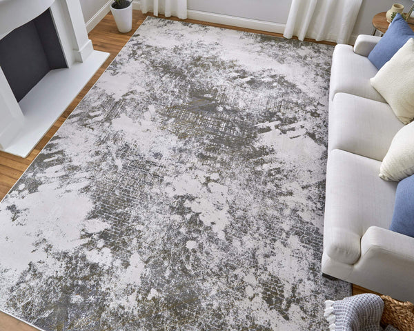 Feizy Rugs Waldor Abstract High-Low Pile Area Rug Turkish Woven Neutral Tones for Living Rooms 73539NDFIVYGRYF00