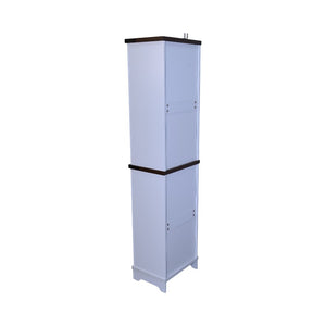 English Elm Narrow Farmhouse Bathroom Storage Cabinet with Adjustable Shelves, Drawer & Tall Linen Tower Design White+Walnut W1412P271793
