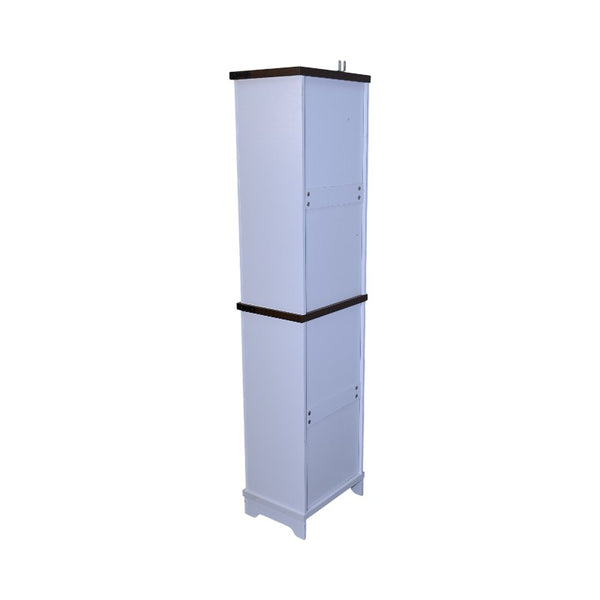 English Elm Narrow Farmhouse Bathroom Storage Cabinet with Adjustable Shelves, Drawer & Tall Linen Tower Design White+Walnut W1412P271793