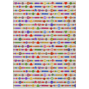 HomeRoots 8x10 Ivory Olive Geometric Polyester Area Rug Stain Resistant for Patio or Living Room 735416