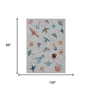 8 Ft X 10 Ft Geometric Polyester Area Rug Washable Stain Resistant Patio Decor