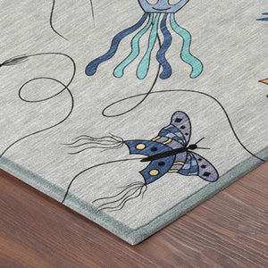 9 X 12 Geometric Polyester Area Rug in Gray and Gold for Indoor Outdoor Use