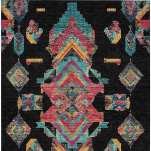 5x8 Tribal Patterned Polyester Area Rug Stain Resistant for Indoor Outdoor Use
