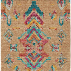 9 X 12 Tribal Polyester Indoor Outdoor Rug Washable Stain Resistant Patio Accent