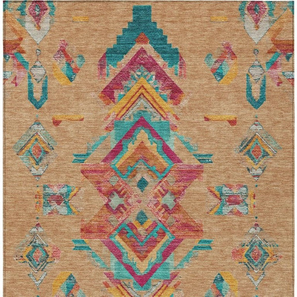 9 X 12 Tribal Polyester Indoor Outdoor Rug Washable Stain Resistant Patio Accent