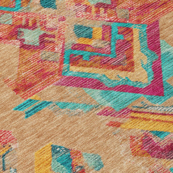 9 X 12 Tribal Polyester Indoor Outdoor Rug Washable Stain Resistant Patio Accent