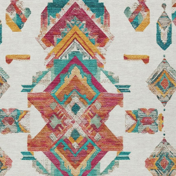 5x8 Ivory Coral Tribal Polyester Area Rug Stain Resistant for Patio and Living Room