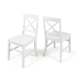 Christopher Knight Home® - Noble House - Roshan Farmhouse White Finish Acacia Wood Dining Chairs