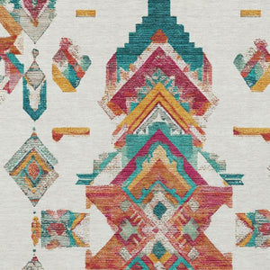 9 X 12 Tribal Pattern Washable Polyester Area Rug for Indoor Outdoor Living Spaces