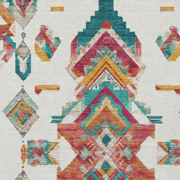 9 X 12 Tribal Pattern Washable Polyester Area Rug for Indoor Outdoor Living Spaces