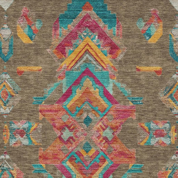 5x8 Tribal Patterned Polyester Area Rug Stain Resistant for Patio Porch or Living Room