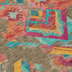 5x8 Tribal Patterned Polyester Area Rug Stain Resistant for Patio Porch or Living Room