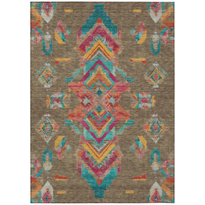 HomeRoots 8 X 10 Tribal Polyester Area Rug Stain Resistant for Indoor Outdoor Living Spaces 735505