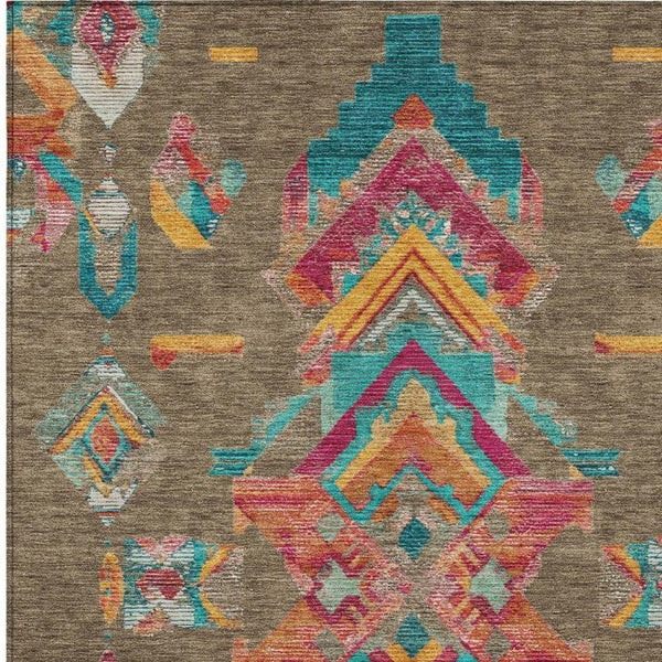8 X 10 Tribal Polyester Area Rug Stain Resistant for Indoor Outdoor Living Spaces