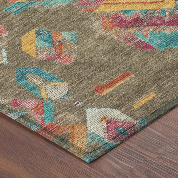 8 X 10 Tribal Polyester Area Rug Stain Resistant for Indoor Outdoor Living Spaces