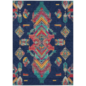 HomeRoots 10 X 14 Tribal Polyester Indoor Outdoor Rug Washable Stain Resistant Patio Accent 735513