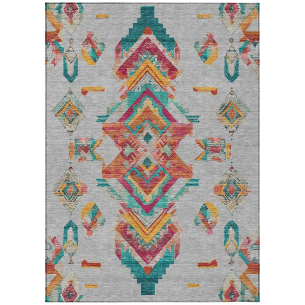 HomeRoots 9 X 12 Tribal Polyester Area Rug Washable Stain Resistant for Indoor Outdoor Use 735518