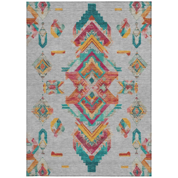 9 X 12 Tribal Polyester Area Rug Washable Stain Resistant for Indoor Outdoor Use