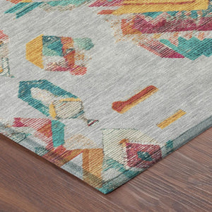 9 X 12 Tribal Polyester Area Rug Washable Stain Resistant for Indoor Outdoor Use