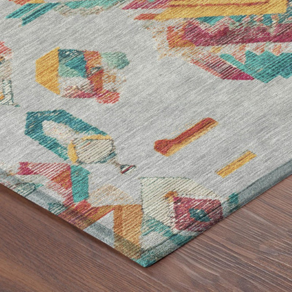 9 X 12 Tribal Polyester Area Rug Washable Stain Resistant for Indoor Outdoor Use
