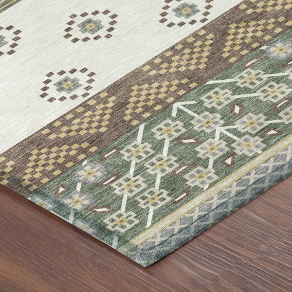 5 X 8 Striped Washable Polyester Area Rug for Patio Porch Living Room and High Traffic Spaces